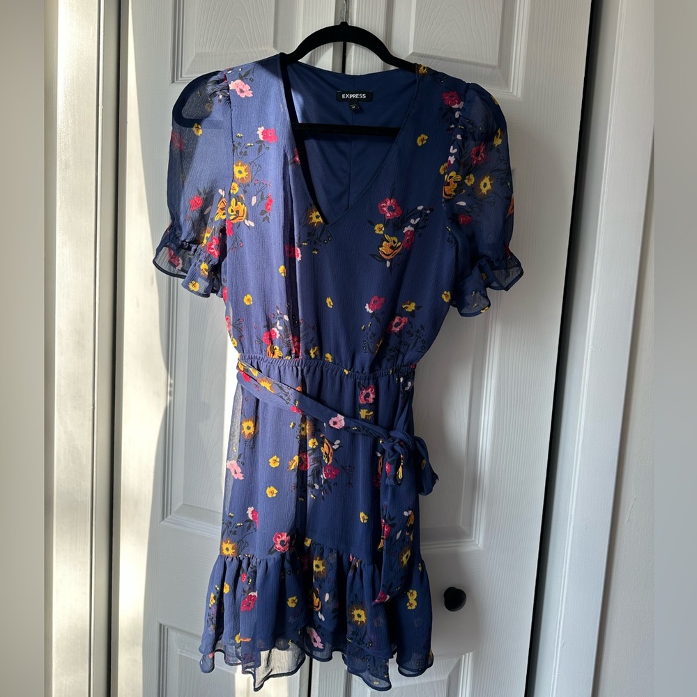Express Navy Floral Mini Dress XS